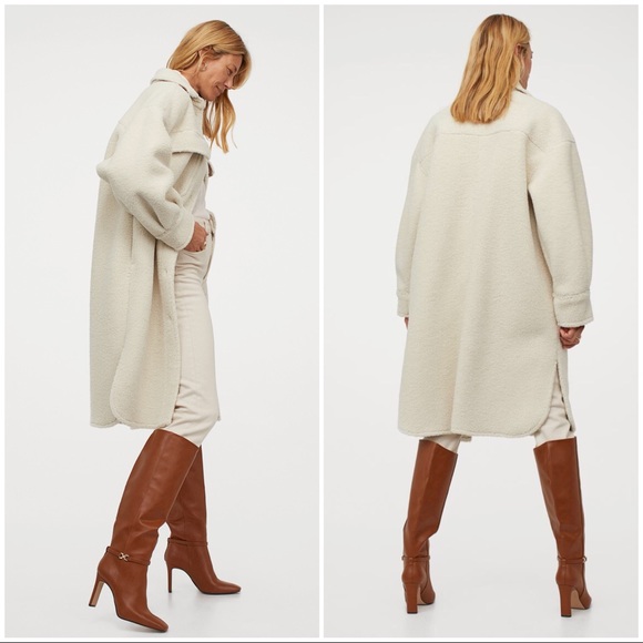 NWT - H&M Faux Shearling Shirt Jacket - Picture 2 of 3